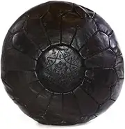 Black Moroccan Leather Ottoman Pouf Cover, Ottoman Footstool Hassock 100% Real Natural Leather Pouffe, Home Gifts, Home Decor, Foot Stool
