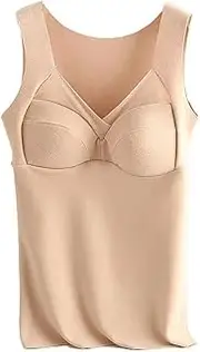 [ANTIY] Comfort Thermals for Women Plus Size German Velvet Lingerie Fleece Tops Womens Thermal Camisoles Vest Underwear (Color : Apricot, Size : XXXXL/XXXX-Large)