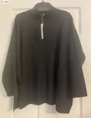 NWT $298 Eileen Fisher Merino Wool Charcoal Turtle Neck Ribbed Sweater 3X 2X