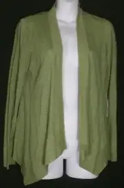 Eileen Fisher Linen Jersey Drape Open Front Cardigan Petite Small PS Green NWT