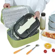 Insulated Dual Compartment Lunch Bag with Tote Handle-Light Green