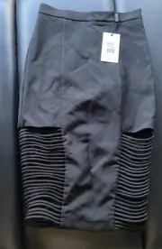 BNWT Bardot Black Midi Pencil Skirt Size 6 RRP:$79.95