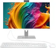 All-in-One Desktop Computer, 27'' i7 Quad-Core Windows 11, 16GB RAM, 512GB SSD, Wired Keyboard& Mouse, RGB Speaker, Pop-up Camera for Home Entertainment Business Office White (i7,16G,512G)