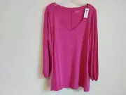 Lane Bryant Blouse Pink Long Sleeve Size 14/16 1X NWT