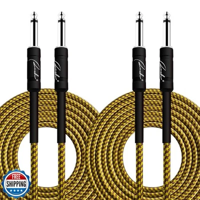 Ranch 2Pack Guitar Cable 10 ft Coild Electric Instrument Cables Bass AMP Cord