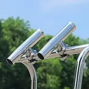 Marinebaby (2X) 316 Stainless Tournament Style Boat Fishing Holder Clamp on Fishing Rod Holder for Boat 1-1/4" to 2" Rail Gimbal Pin at Bottom