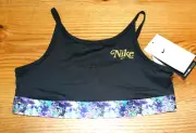 Nike Girls Dri-Fit Trophy Sports Bram Light Support, Blacl w/Floral Band, Medium