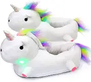 Winter Shoes Led Plush Unicorn Luminous Shoes White