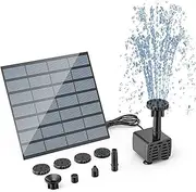 Outdoor Water Feature Solar Fountain Pump,with 6Nozzles and 4ft Water Pipe,Solar Powered Pump for Bird Bath,Pond,Garden Fountain Supplies(1.5w)