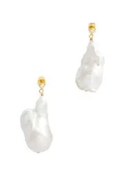 Anni LU Upcycled Baroque Pearl Earring, Earrings, 18kt Gold-plated - One Size One Size