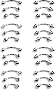 [Oufksiyy] Eyebrow Piercing Jewelry 16G 14G Surgical Steel Snake Eyes Tongue Piercing,Lip Rings,Rook Piercing Jewelry,Eyebrow Rings,Snake Eyes Tongue Rings,Lip Piercing Jewelry,Rook Earrings Gift