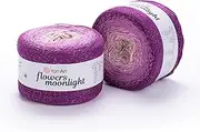 YarnArt Flowers Moonlight – Gradient Cotton Acrylic Yarn with Metallic Lurex, 9.17oz (250g), 1093 Yards – Shiny, Multicolor Cake Yarn for Crochet, Knitting, Shawls & DIY Projects (3290)