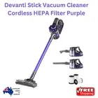Devanti Stick Vacuum Cleaner Cordless HEPA Filter Purple 150W Dust Allergy