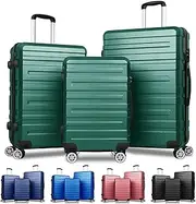 [ALFORDSON] 3PCs Hardside Luggage Set with ABS & PC Hardshell and TSA Lock, 20" 24" and 28" Suitcase Set with 360 Degree Wheel Spinner, Carry-on & Checked Baggage 3-Piece Pack, Hero Green
