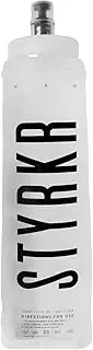 STYRKR Soft Water Bottle 500ml Running Flask in Clear/Transparent - Foldable & Squeezable, Wide Mouth & Easy Clean - Bike, Sports or Gym