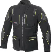 Büse Travel Pro Motorcycle Textile Jacket, black-grey-yellow, Size 50 for Men Black Grey Yellow