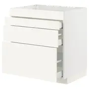 METOD / MAXIMERA base cab f hob/4 fronts/3 drawers, white/Vallstena white, 80x60x80 cm