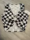 Black And White Checkered Crop Top - Sz Small