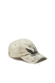 [Diesel] Diesel - Distressed baseball cap with Phoenix print - Caps - Man - White 02 White