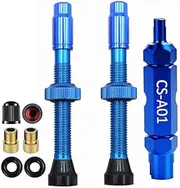 Tubeless 40mm Valve Stem Kit | Bike Tubeless Presta Valve Stem with Valve Core Remover Tool - Alloy Presta Valve Stem Caps Adaptors- Super Light Alloy - Pair - Choose Color/Size