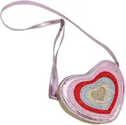 [Beaupretty] Heart Shaped Crossbody Bag for Little Adorable Glitter Purse with Shoulder Strap Versatile Coin Purse and Durable Design