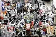 Banksy(Collage) Famous Oil Paintings Reproduction Giclee Canvas Prints on Canvas Artwork Pictures on Canvas Wall Art for Home Office Decorations(70x100cm_28x39in,Unframed)