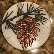 Pine Cone Coaster Raku Pottery, handcrafted & signed - NEW