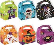 24pcs Halloween Treat Boxes Cardboard Packaging Boxes Candy Cookie Goodies Box with Handle Party Favor Supplies for Holiday Festival