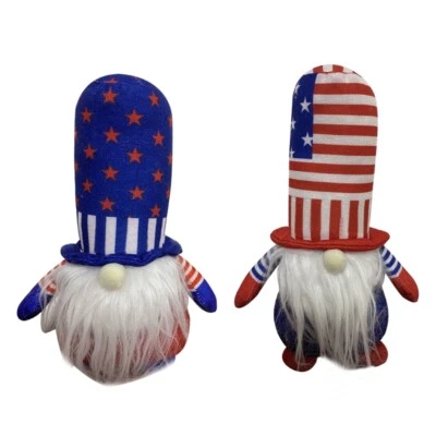 2Pcs Independence Day Gnome Handmade Plush Faceless for Doll Tomte Standing Figu