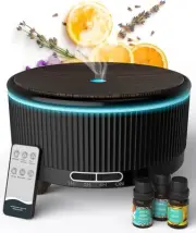 Diffusers for Essential Oils Large Room with Remote, 500ml Aromatherapy Black