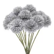 12-Pack Artificial Chrysanthemum Ball Flowers for Home Decor [Silver]