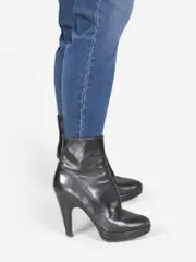 Black Leather Heeled Side Zip Boots