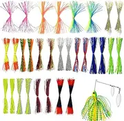 Jig Skirts | Silicone Bait Skirt Kit - 30 Strands Soft Jig Lures for Freshwater Saltwater Bass Trout Catfish, Ice River Lake Pond Boat Shore