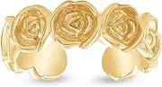 [Wishrocks] Adjustable Roses Midi Toe Ring for Women Foot Jewelry in 14k Gold Plated 925 Sterling Silver, Gift Jewelry for Her, Wife