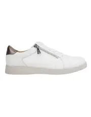 [Hush Puppies] Mimosa White Zip Up Sneaker in White