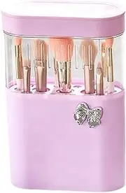 Makeup Brush Storage Box - Portable Makeup Brush Holder | Silicon Brush Organizer Box | Clear Makeup Brush Holder Organizer Casewith Lid | Brushes Storage Box For Vanity Bathroom And Brush Organizer