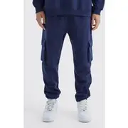 Mens Navy Basic Skinny Fit Cargo Jogger