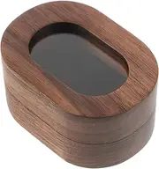 ROMISBABA Ring Box for Wedding Rings Two Slots Jewelry Organizer with Window for Proposal and Engagement Walnut Finish Elegant Present Box