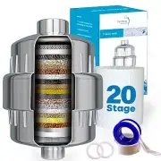 20-Stage Shower Filter Head for Hard Water – High-Output Filtered Shower Head...