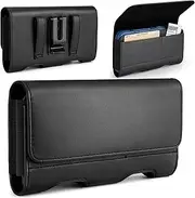 Mopaclle Holster for iPhone 13 Mini, 12 Mini, 11 Mini, iPhone SE, iPhone 8 7 6 6s Holster Case, Galaxy S7 S6 S5 Belt Clip Case, Leather Cell Phone Holder Case Pouch Cover (Fits with Thin Case on)