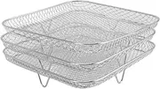 Dehydrator Rack, Stainless Steel Stackable Air Fryer Rack for Cosori for Instant Vortex, Air Fryer Accessories, 3 Layers, for Ovens, Microwaves, Pots, Steams (Square)