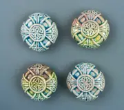 HAND CRAFTED CERAMIC BEADS WITH RAKU FINISH - HAND - SET OF 4
