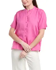 EILEEN FISHER Mandarin Collar Linen Shirt