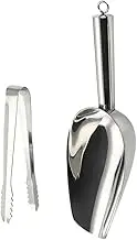 VALICLUD 1Set Stainless Steel Ice Scoop and Tongs Kitchen Gadget for Ice Buckets Freezers and More Capacity Utility Shovel for Effortless Food Serving