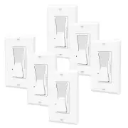 6PK White Dimmer Wall Light Switch Full Range Dimming Plate Included ETL Listed