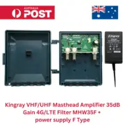 Kingray VHF/UHF Masthead Amplifier 35dB Gain 4G/LTE Filter MHW35F+power supply F