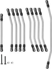 ZUXIM 10PCS Stainless Steel Link Rod Linkage Unassembled Kit with Rod End 1/10 RC Crawler Car, for Axial, for Wraith 90018 Parts Model Car Suspension Linkage