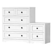 ALFORDSON 5 Chest of Drawers Bedside Table Set White