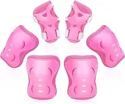 Kids/Youth Knee Pad Elbow Wrist Pads Guards Protective Gear Set for Roller Skates Cycling Bike Skateboard Inline Skatings Scooter Riding Sport (Pink, S)