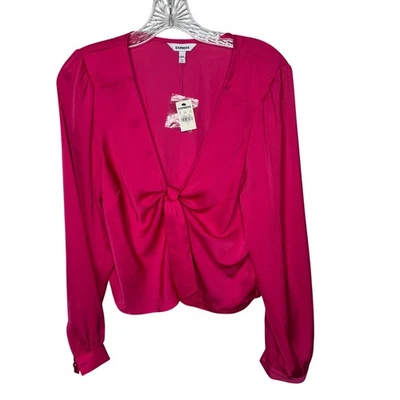 Express Women’s Size L Hot Pink Long Sleeve Front Tie Blouse NWT Cocktail Party